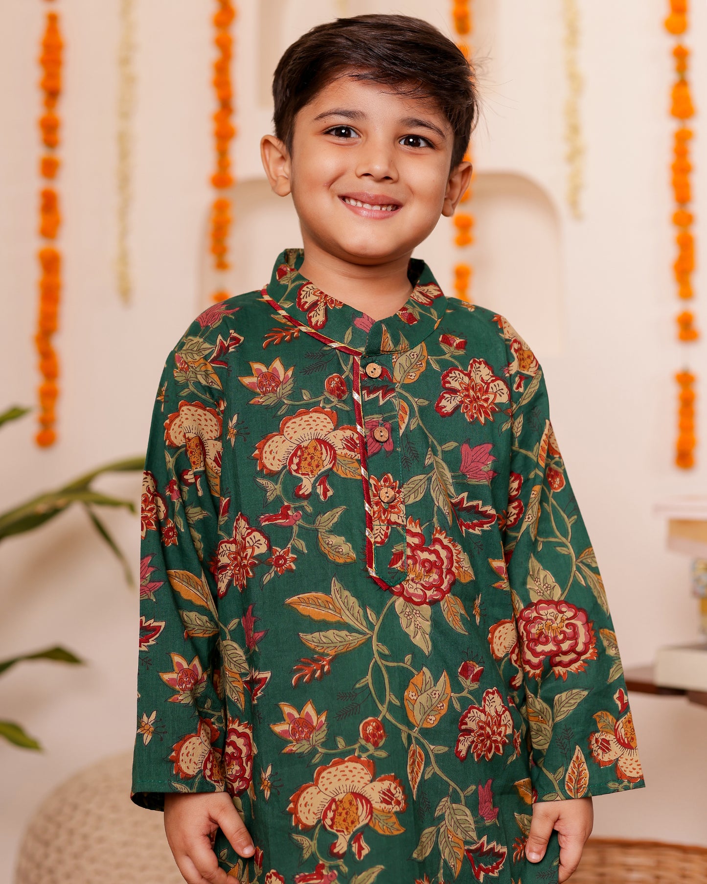 Boys Green Hariyala Kurta with Pyzama