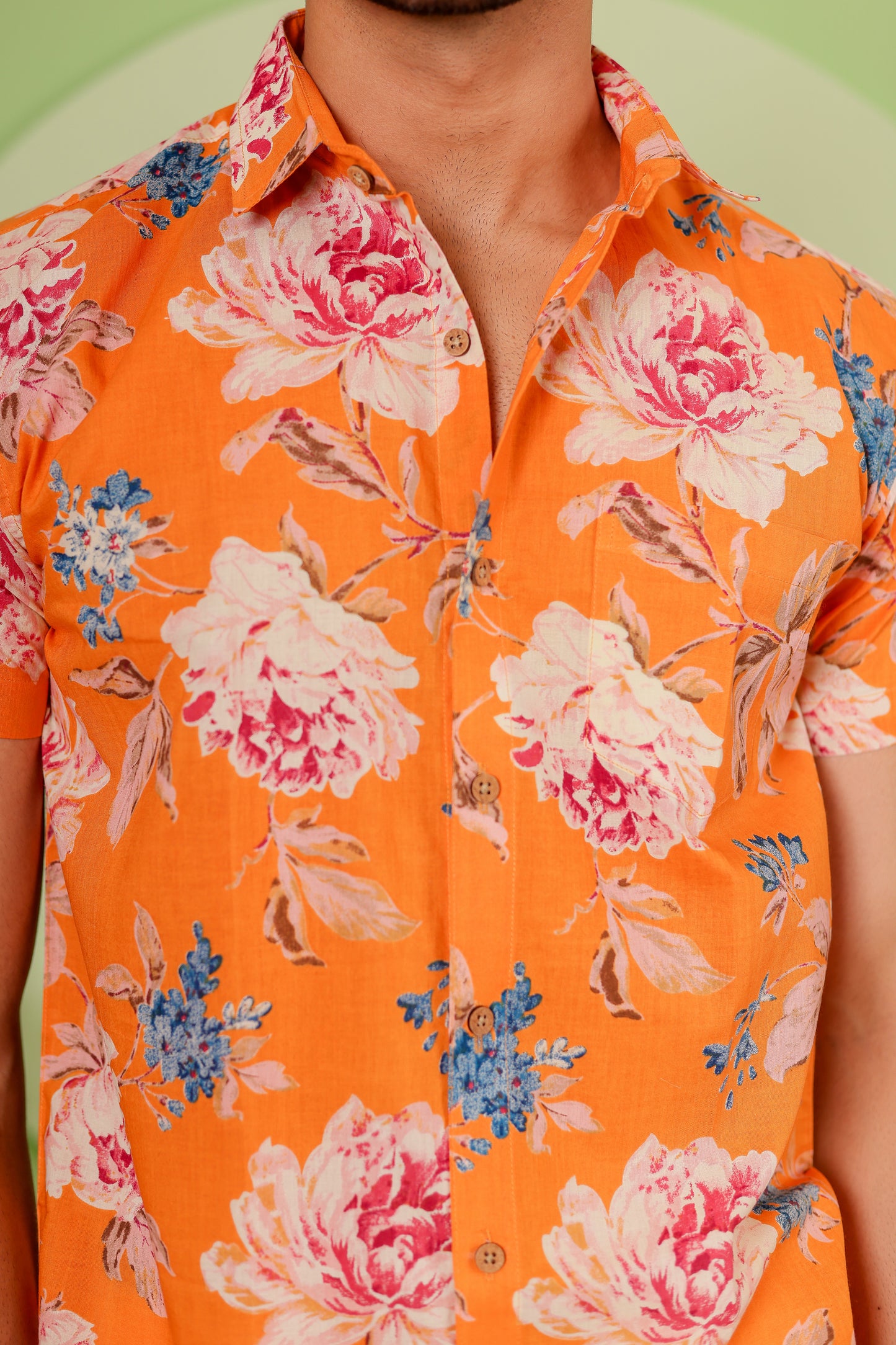 Vibrant Floral Cotton Shirt for Men
