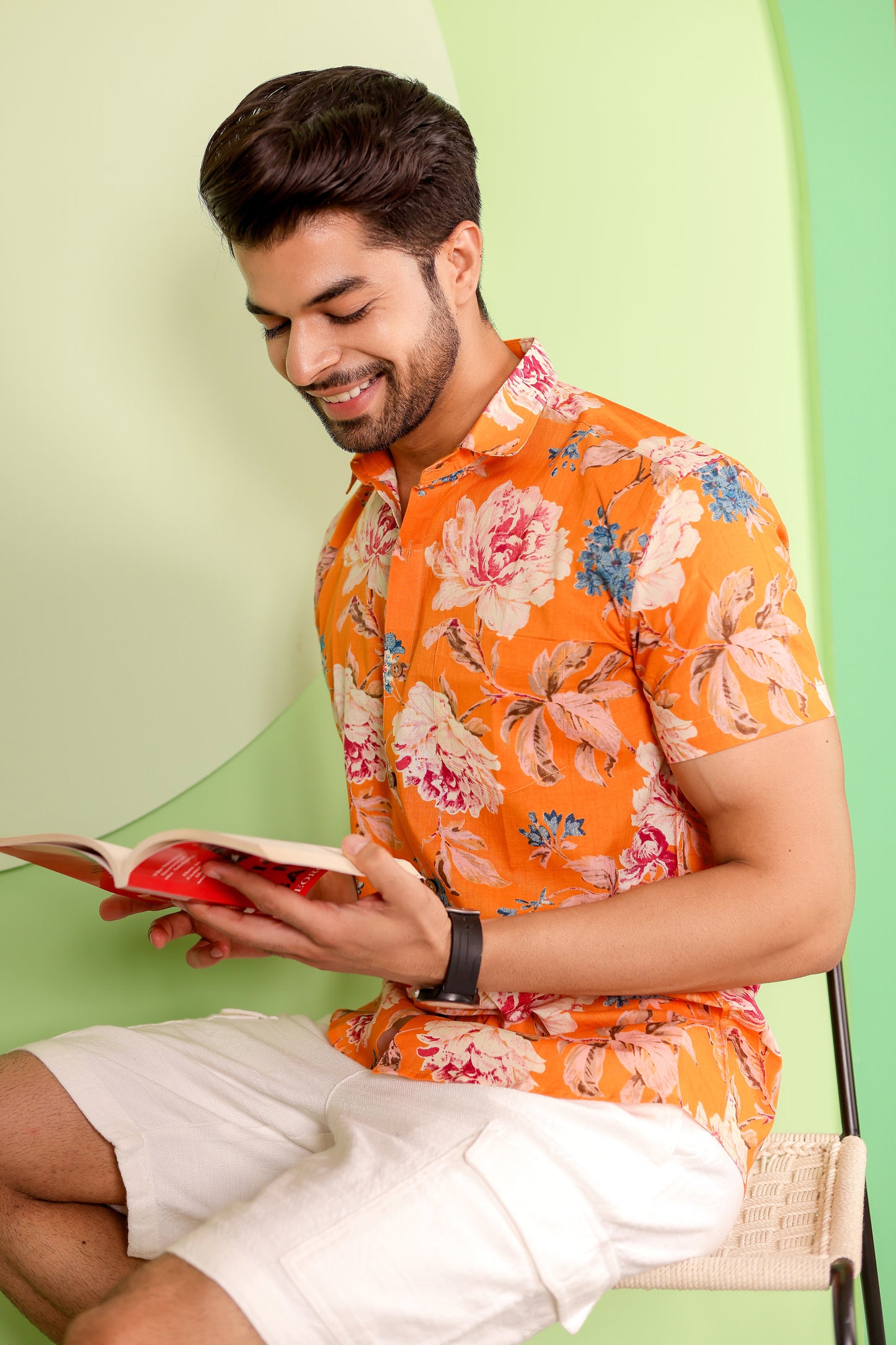 Vibrant Floral Cotton Shirt for Men