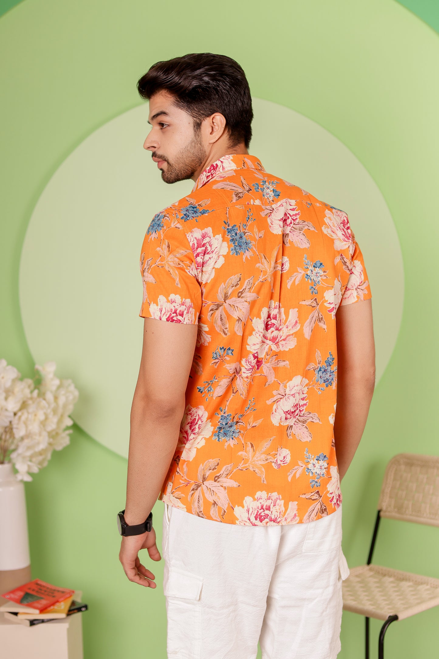 Vibrant Floral Cotton Shirt for Men
