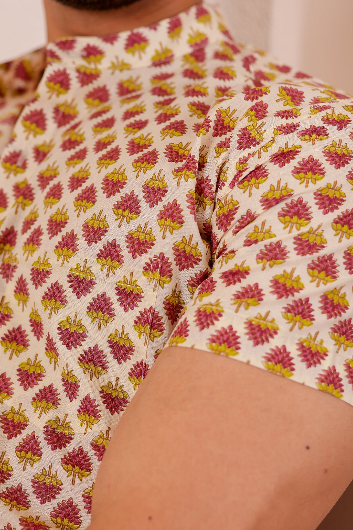 100% cotton Half Sleeve Shirt for Men in Subtle Bootie Print | Shreeyas Cottons