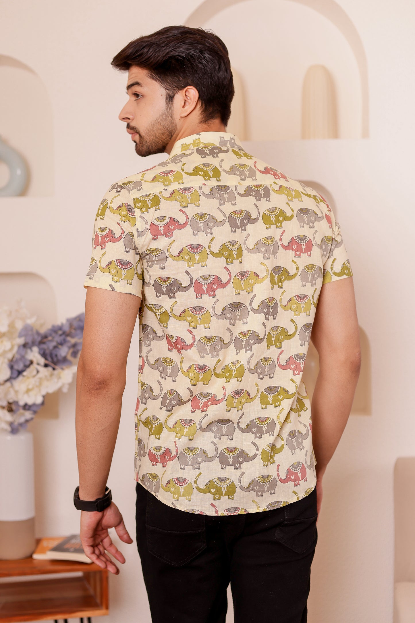 Half Sleeves Multi-colour Elephant print for Men