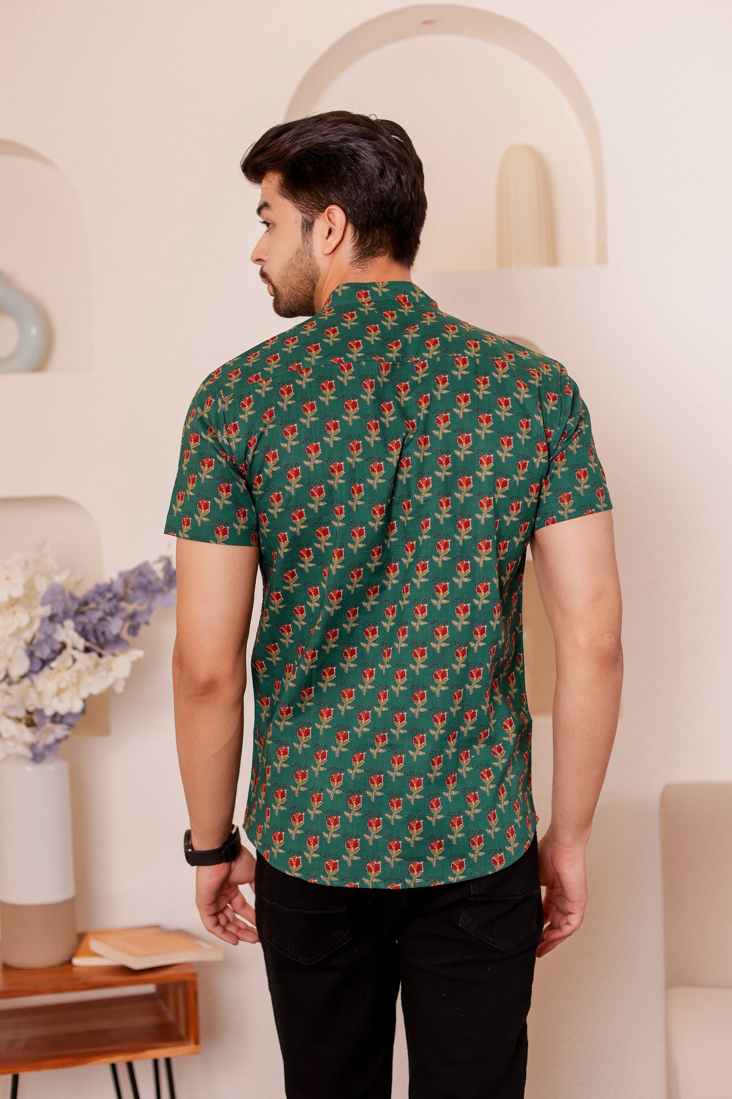 100% cotton Shirt for Men in Emerald Green | Bestselling Print | Shreeyas Cottons