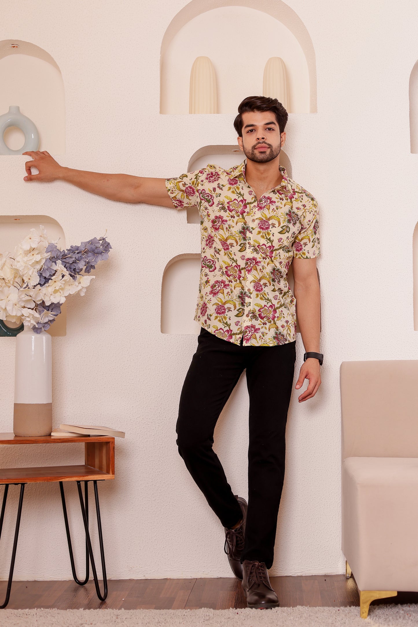Half-Sleeve Bahara Floral Cotton Shirt for Men