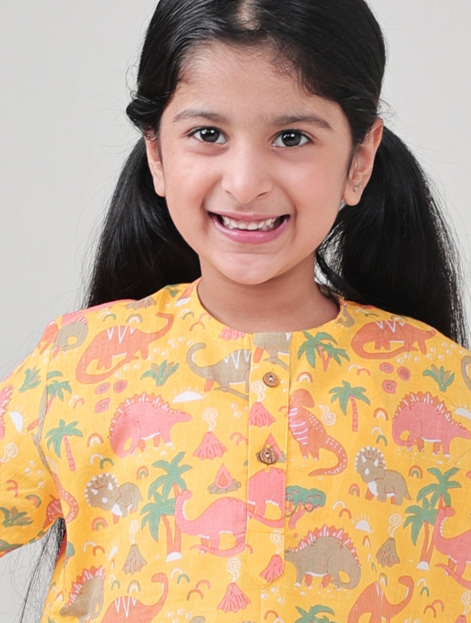 Shreeyas Cottons 100% Cotton Kids Nightwear | Blue Dinosaur Print