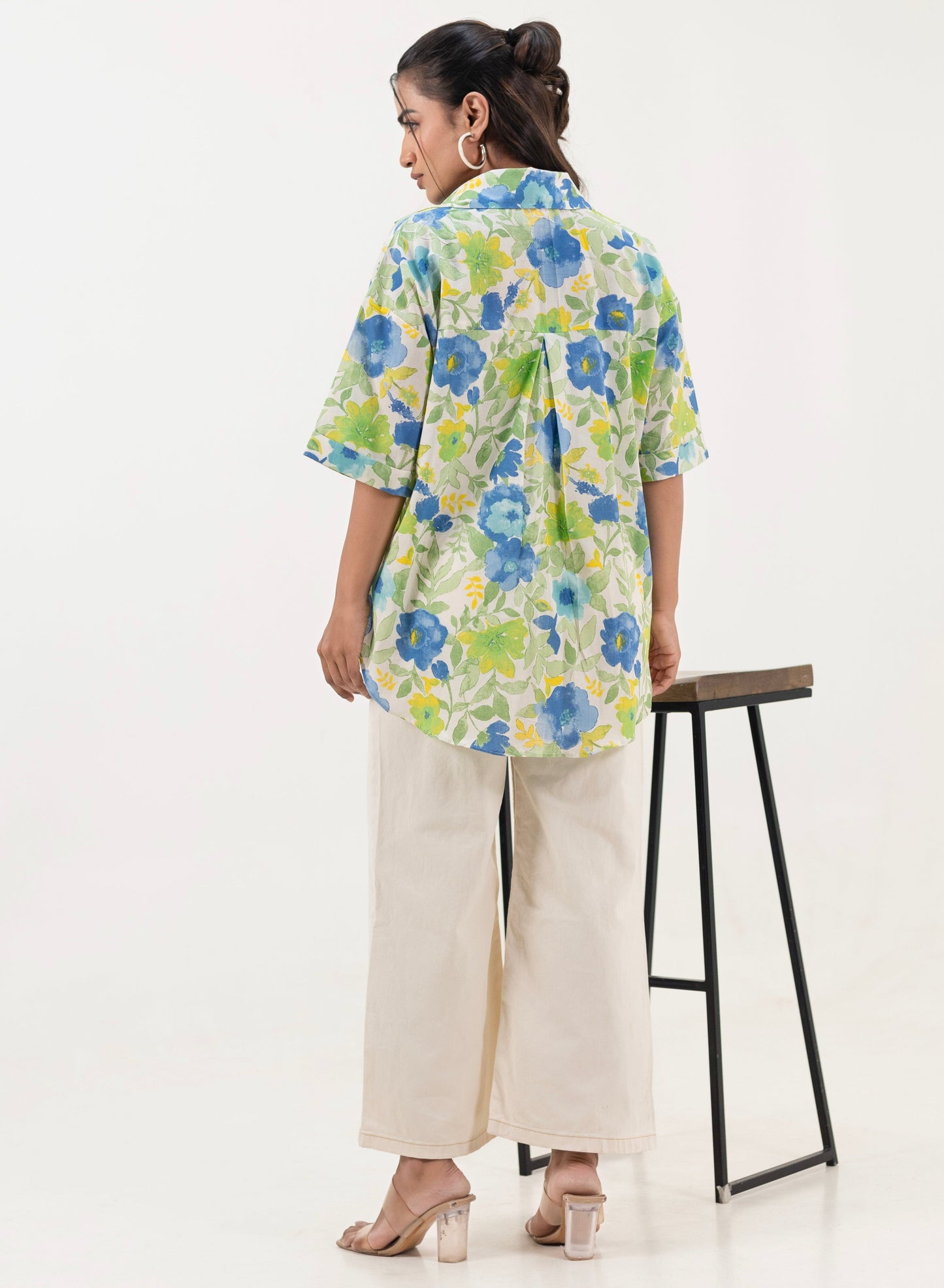 Shreeyas Cottons Oversized Cotton Shirt β Serene Bloom