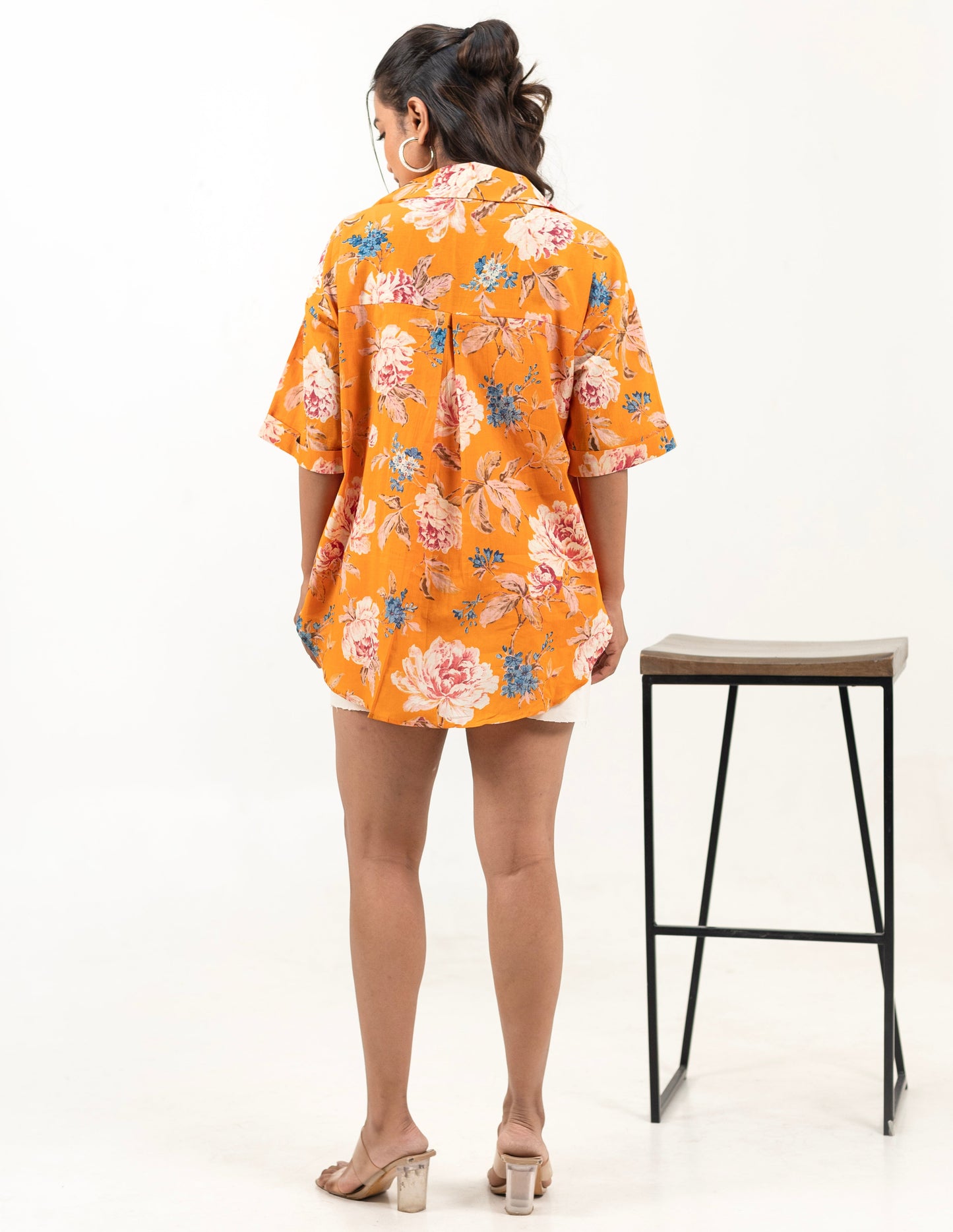 Shreeyas Cottons Oversized Cotton Shirt β Sunburst Blossoms