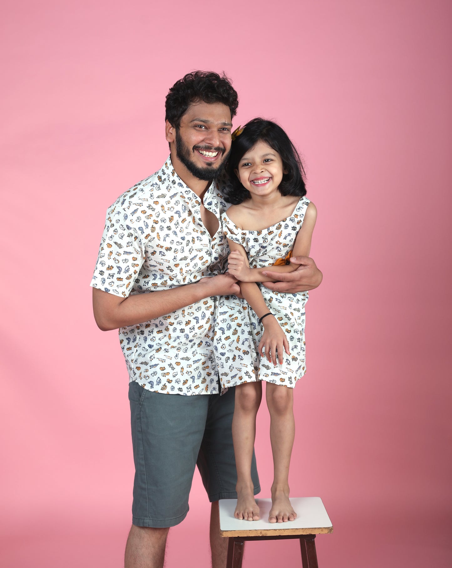 100% Cotton Shirt for Men in Cat Print - Wild & Free Series | Shreeyas Cottons