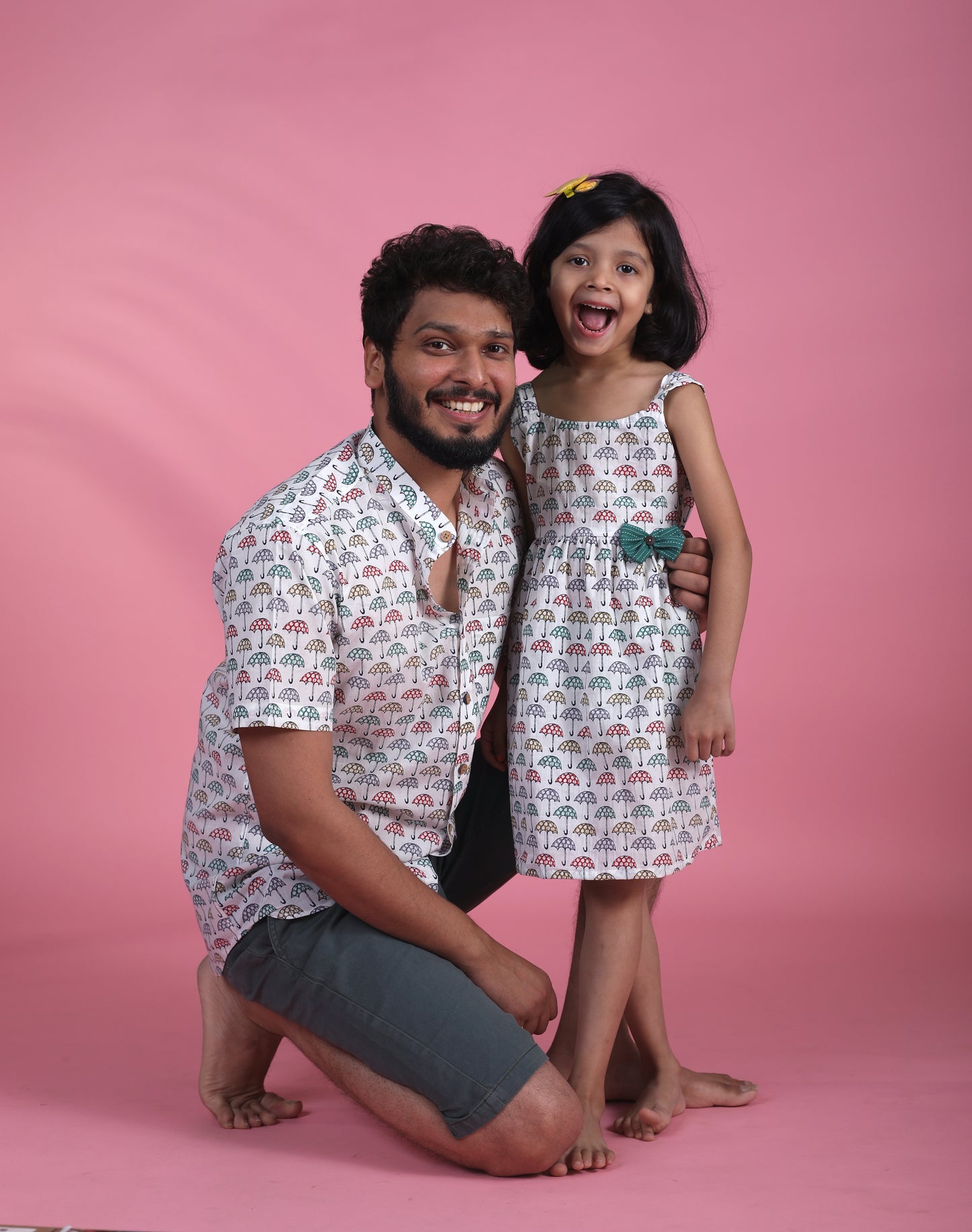 100% Cotton Shirt in Umbrella Print for Men | Shreeyas Cottons
