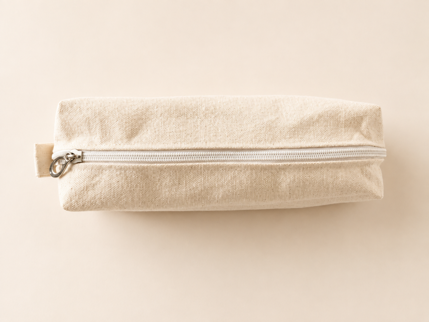 Natural canvas zipper box pouch 3×9×3 inch for stationery storage
