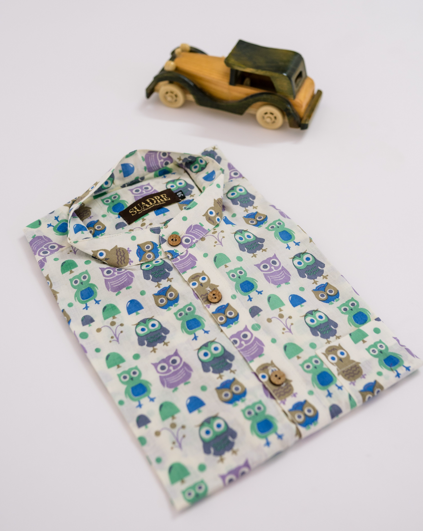 Men's Owl print Half sleeves cotton shirt
