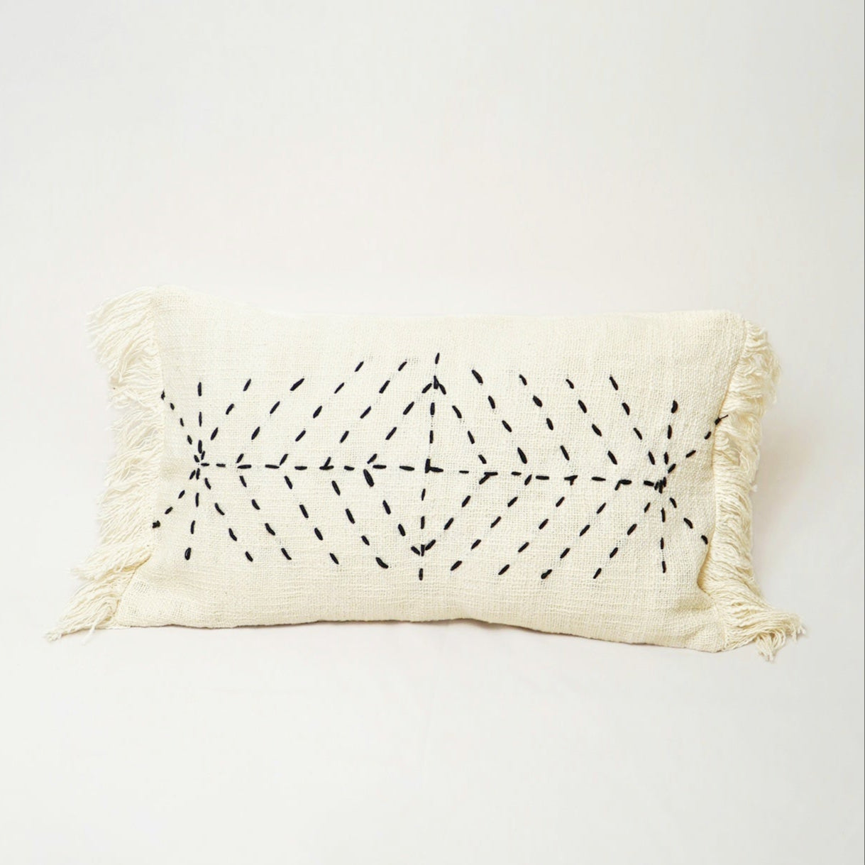 Black Hand Stitch Kantha Cushion Cover