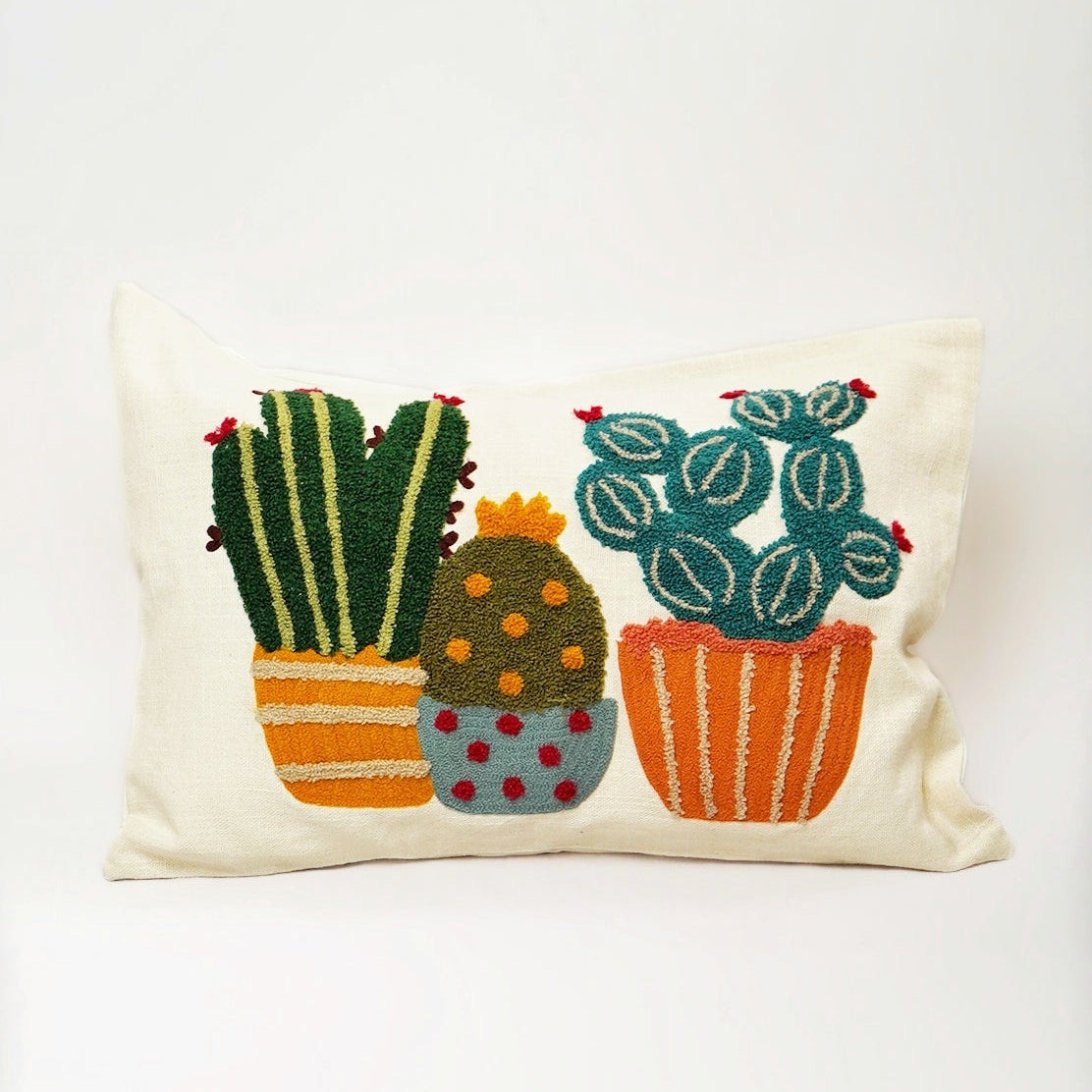 Cactus Trio Embroidered Cushion Cover