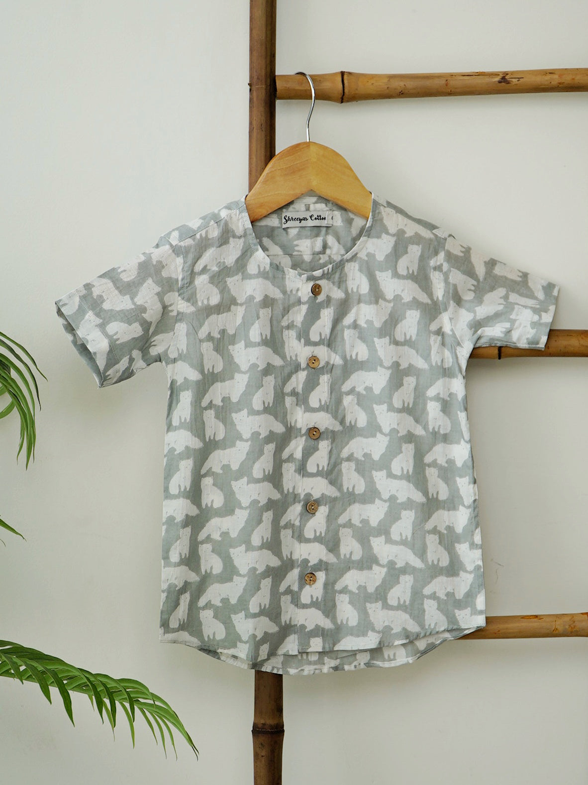 Snowtail – Grey & White Fox Print Boys' Shirt