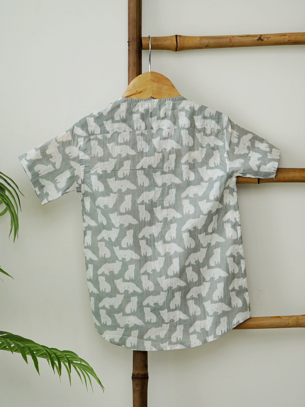 Snowtail – Grey & White Fox Print Boys' Shirt