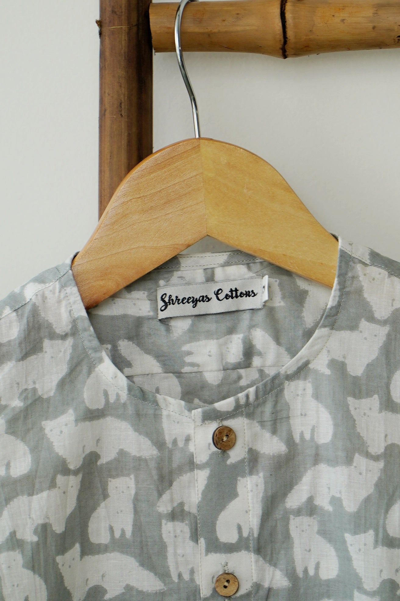 Snowtail – Grey & White Fox Print Boys' Shirt
