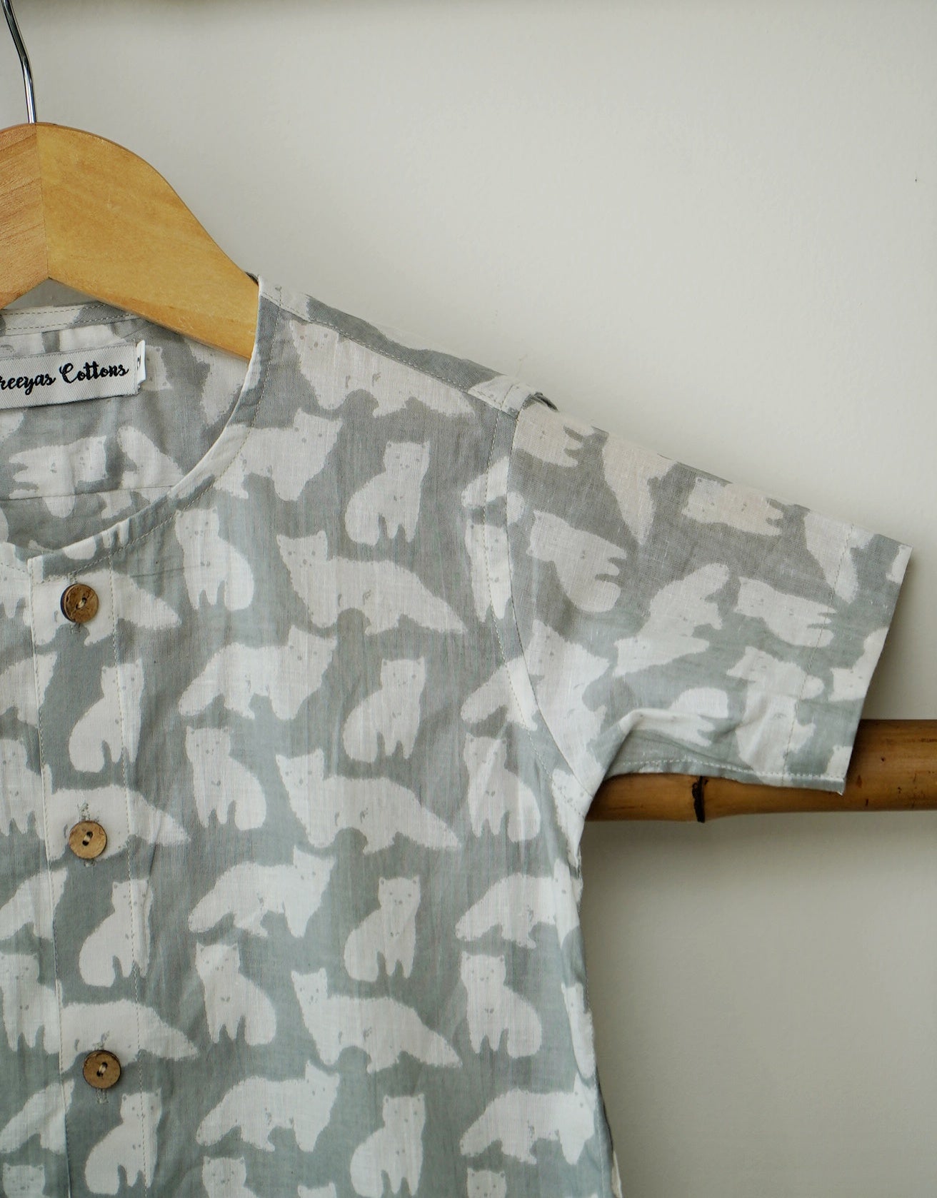 Snowtail – Grey & White Fox Print Boys' Shirt