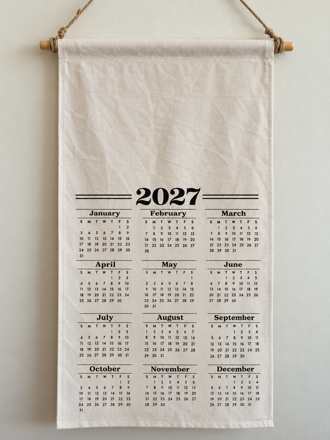 2027 Canvas Wall Calendar