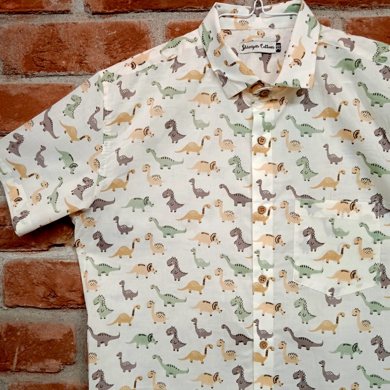 100% Cotton Dinosaur Print Half Sleeves Shirts for Men & Boys | Father-Son Combo