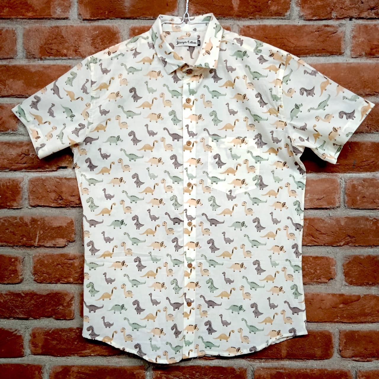 100% Cotton Dinosaur Print Half Sleeves Shirts for Men & Boys | Father-Son Combo