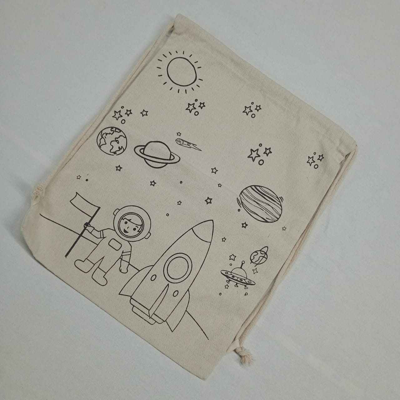 Eco-Friendly Natural Cotton Canvas DIY Backpacks : Sustainable, Stylish, and Versatile - Unicorn/Superhero/Dinosaur/Space - Pack of 12