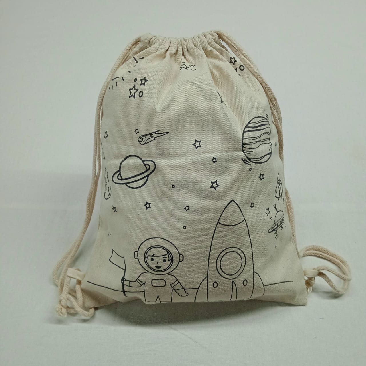 Eco-Friendly Natural Cotton Canvas DIY Backpacks : Sustainable, Stylish, and Versatile - Unicorn/Superhero/Dinosaur/Space - Pack of 12