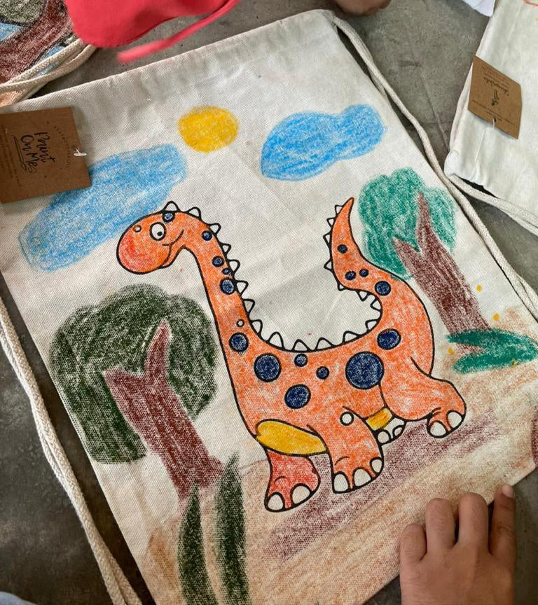 Eco-Friendly Natural Cotton Canvas DIY Backpacks : Sustainable, Stylish, and Versatile - Unicorn/Superhero/Dinosaur/Space - Pack of 12