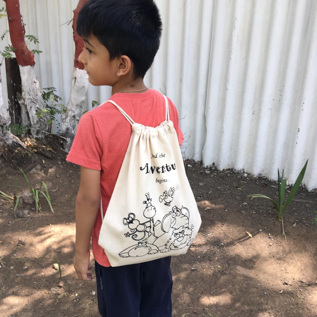 Eco-Friendly Natural Cotton Canvas DIY Backpacks : Sustainable, Stylish, and Versatile - Unicorn/Superhero/Dinosaur/Space - Pack of 12