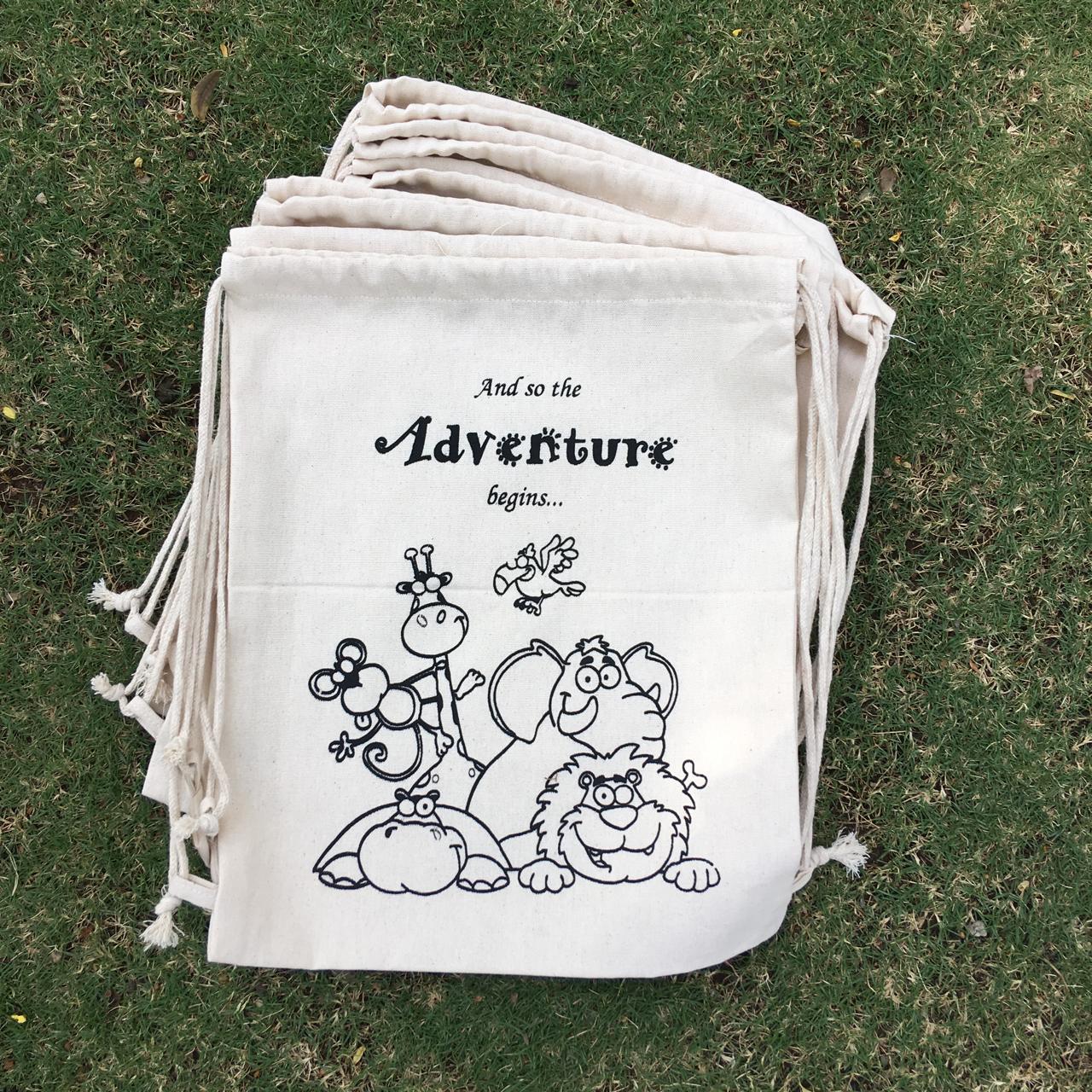 Eco-Friendly Natural Cotton Canvas DIY Backpacks : Sustainable, Stylish, and Versatile - Unicorn/Superhero/Dinosaur/Space - Pack of 12