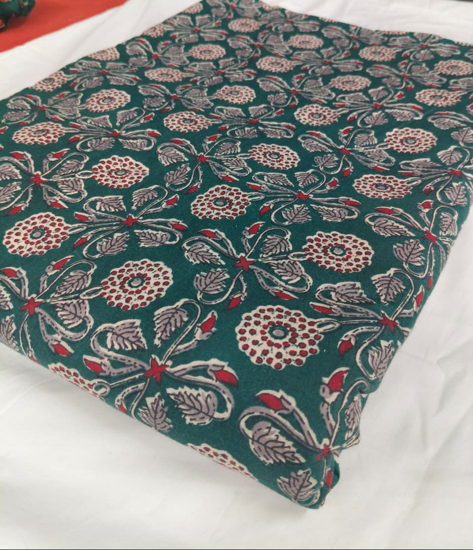 Boys Dark Green Floral print Kurta with Pyzama (Size 0 to 12years)