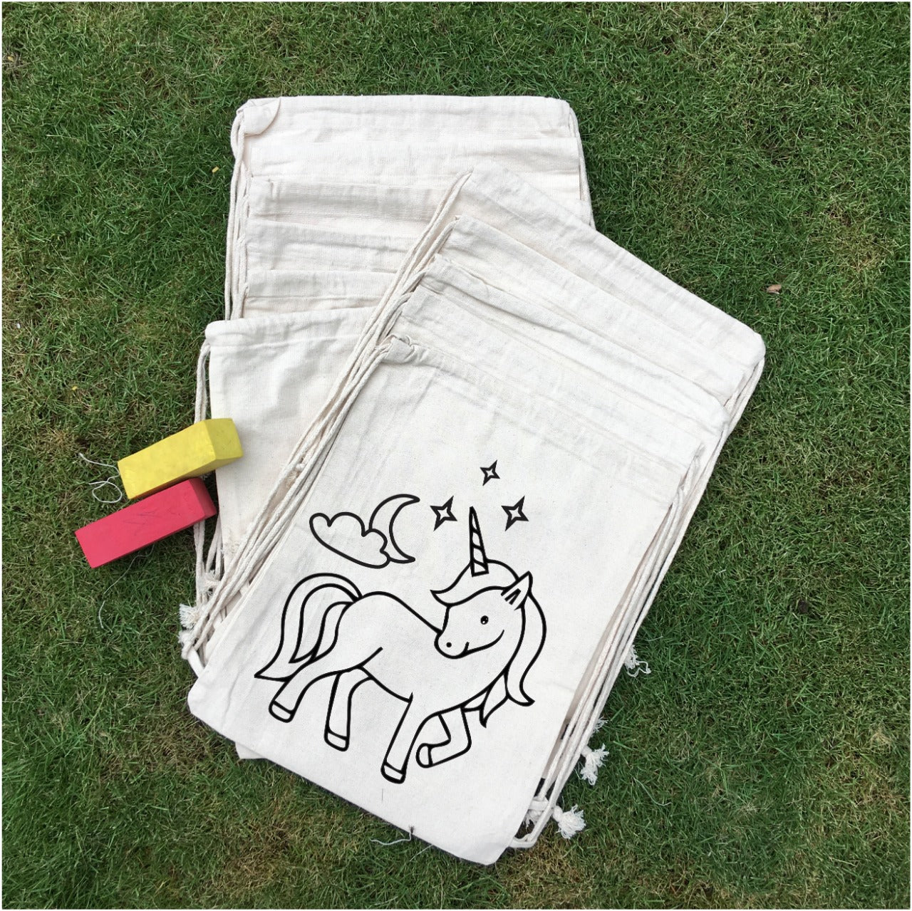 Cotton Canvas DIY/Pre-marked Backpacks ASSORTED Prints - Pack of 6/12
