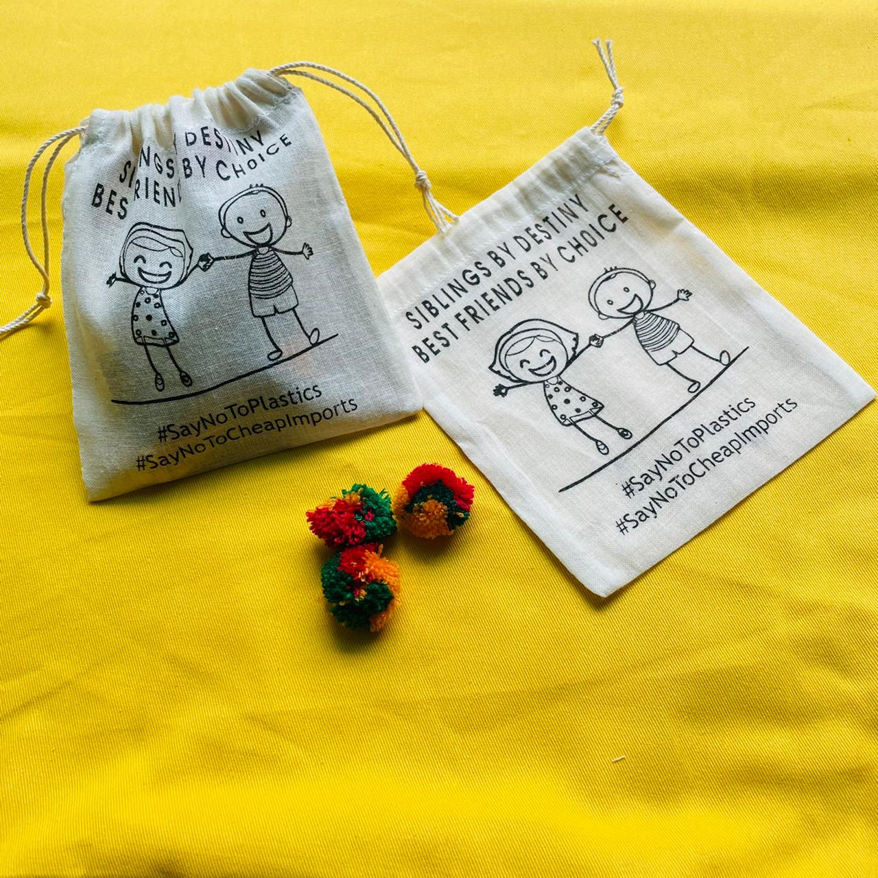 Eco-friendly Rakhi Packaging - Cotton Potlies Size 6x5 inches
