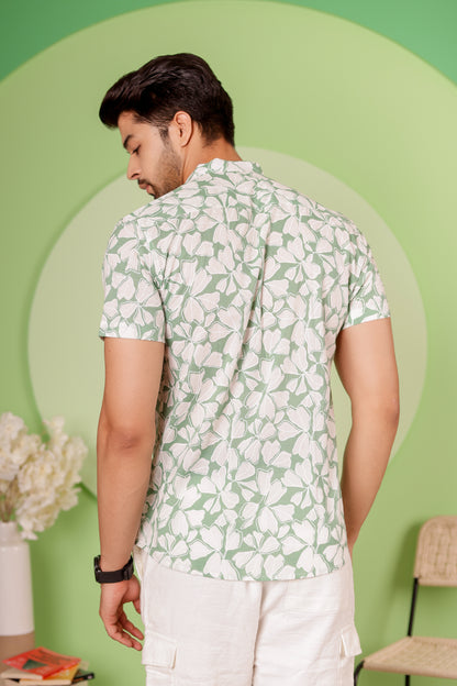 Men Casual Mint Green Cotton Shirt for Everyday Comfort