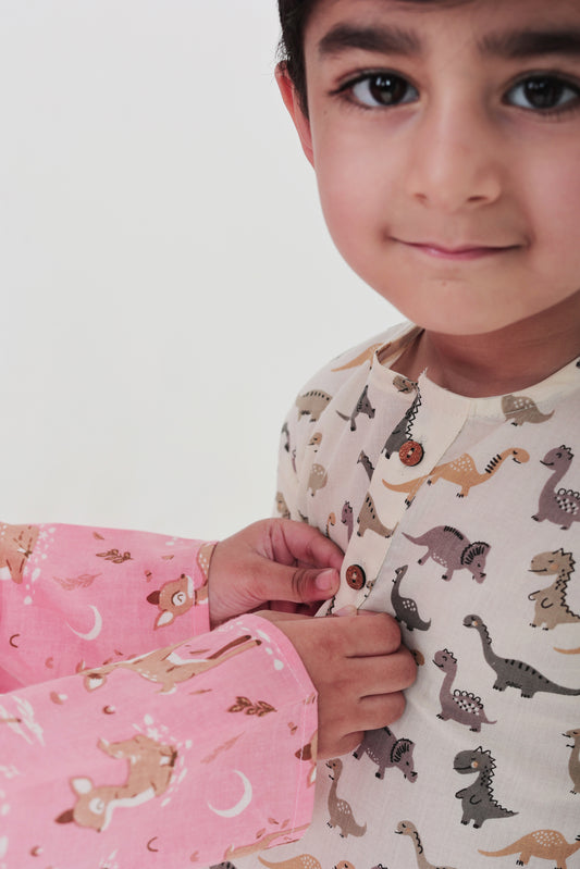 Shreeyas Cottons 100% Cotton Kids Nightwear | Dino all over