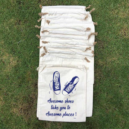 Eco-Friendly Natural Cotton Shoe Bags: Sustainable, Stylish, and Versatile (Pack of 3/6/12)