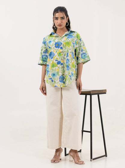 Shreeyas Cottons Oversized Cotton Shirt – Serene Bloom