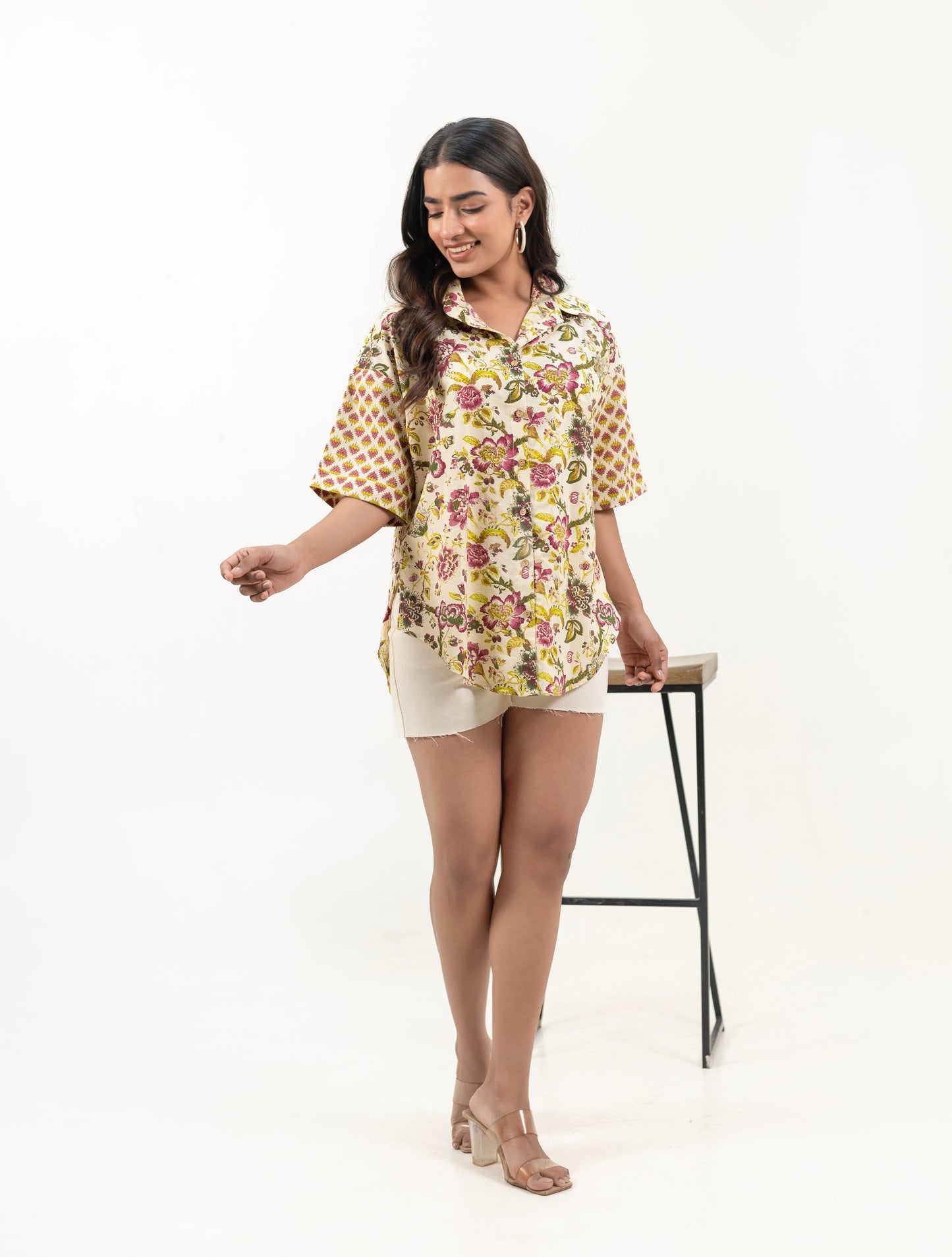 Shreeyas Cottons Oversized Floral Bliss Shirt – Effortless Elegance