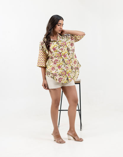 Shreeyas Cottons Oversized Floral Bliss Shirt – Effortless Elegance