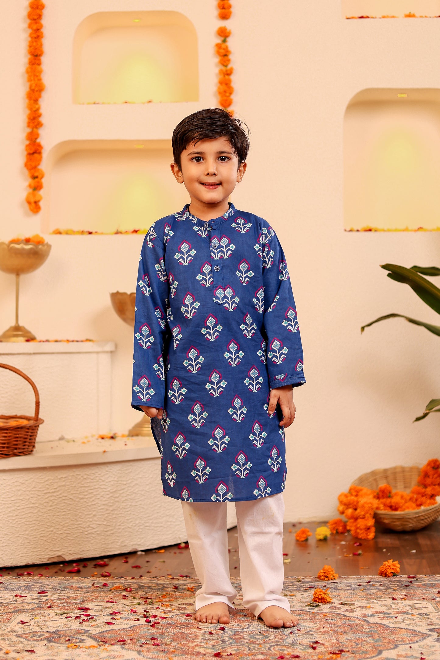 Boys Red/Blue Kurta with White Pyzama (0-8Years)