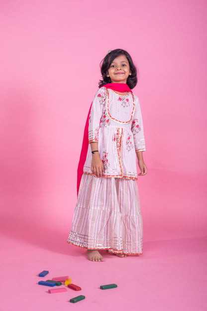 Girls Front-Cut Angrakha Style with Gherdaar Sharara