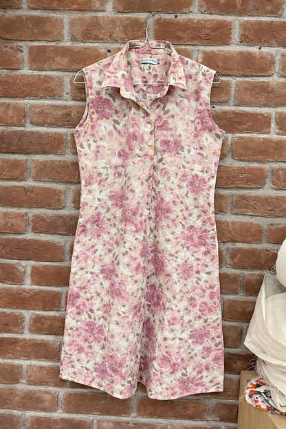Pastel Pink Floral A-Line Cotton Dress