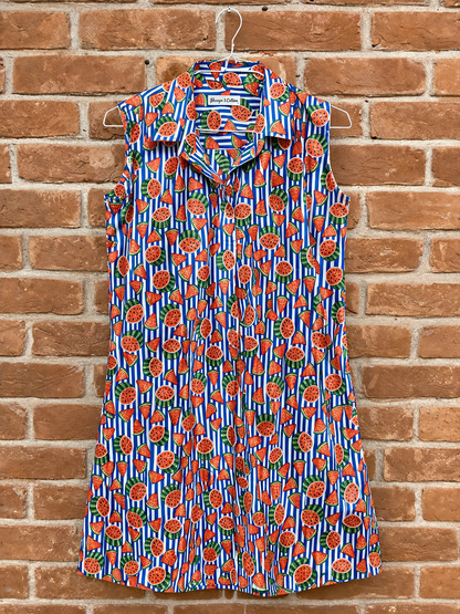 Watermelon Print A-Line Cotton Dress for Women | Sleeveless Summer Dress
