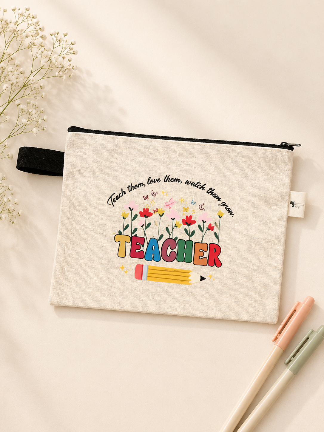 Eco-Friendly Teacher's Day Multi-coloured Flat Canvas Pouch - Pack of 10/30
