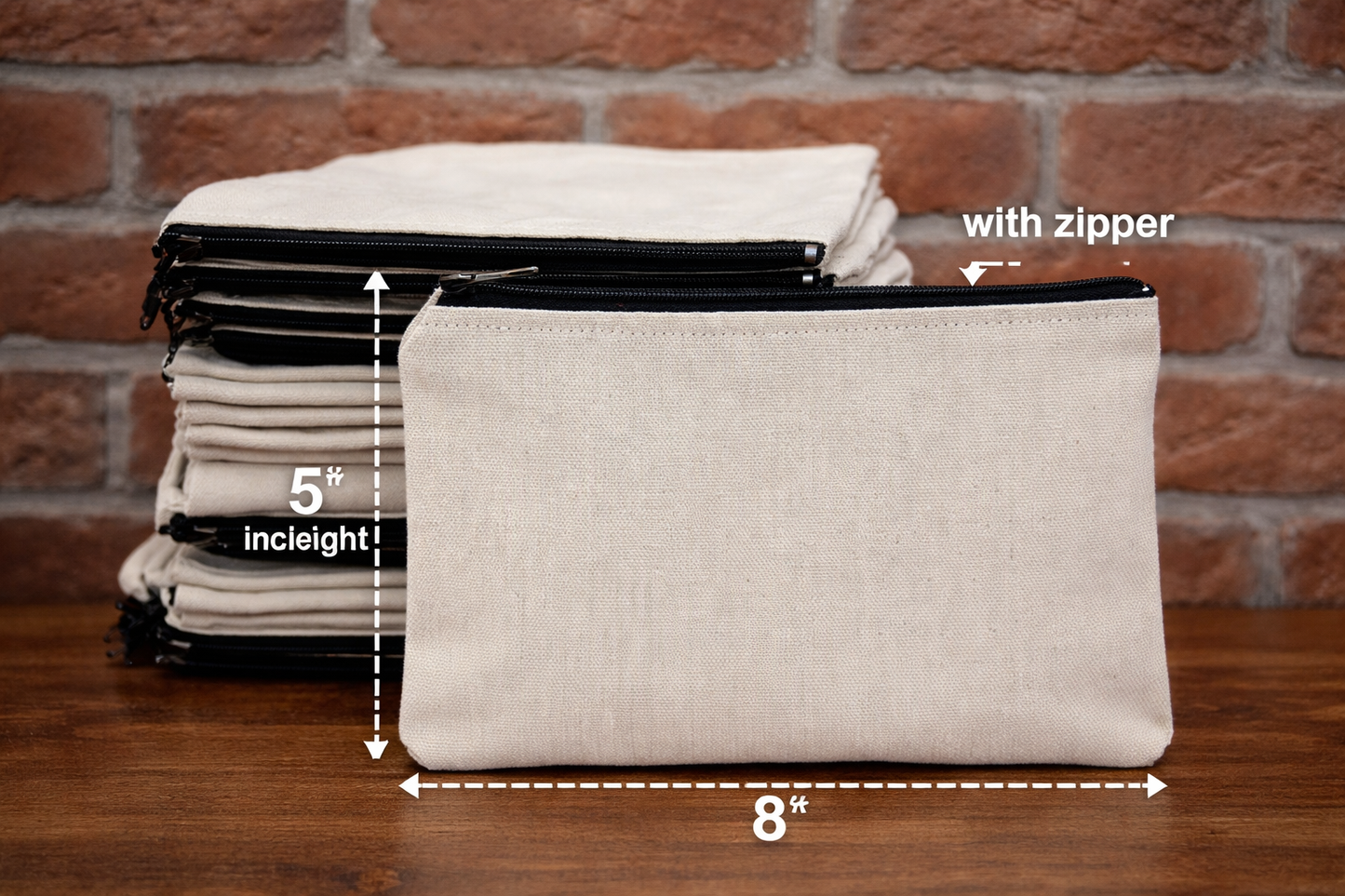 Plain Canvas Zipper pouches - pack of 10/30/50