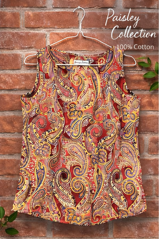 Rustic Paisley Cotton Sleeveless top - RESTOCKED