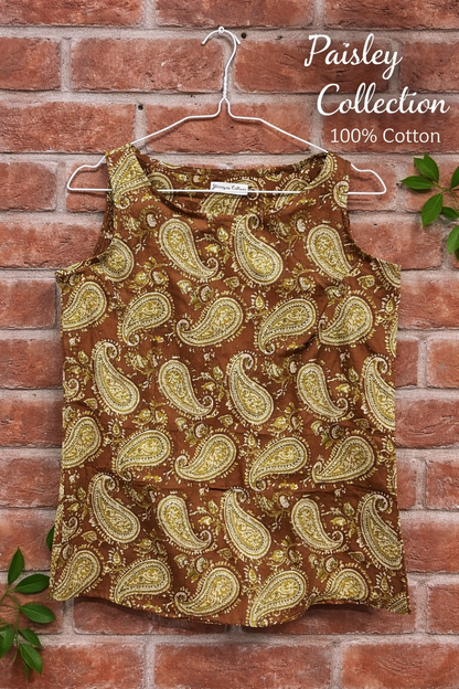 Earthy Paisley Cotton Sleeveless top