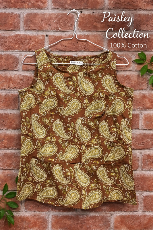 Earthy Paisley Cotton Sleeveless top