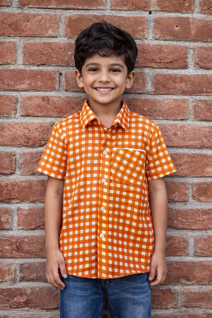 Boys Cotton Half sleeves Check Shirts  – 0 to 7 Years