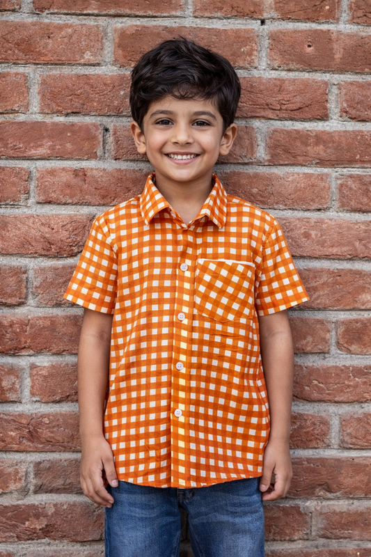 Boys Cotton Half sleeves Check Shirts  – 0 to 7 Years