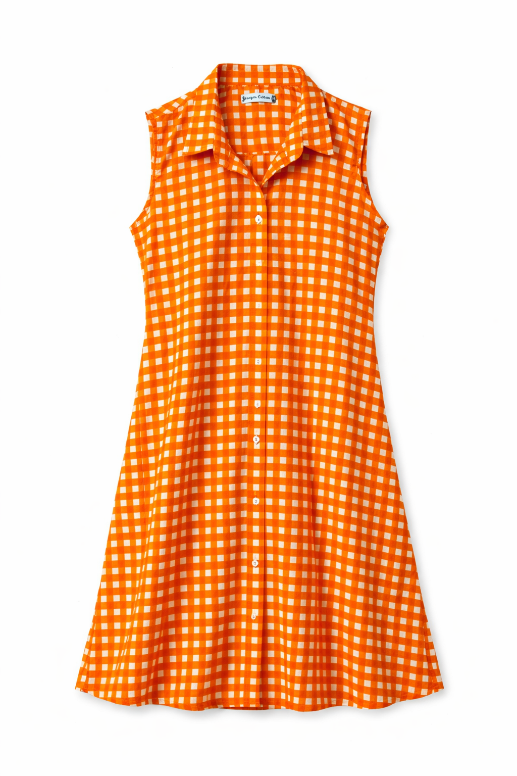 Cotton Sleeveless Dress – Orange & Blue Checks